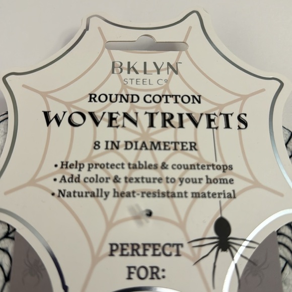 3pc BKLYN Steel Co. Round Woven Trivet Set- Spiderwebs - 8” In Diameter - Picture 5 of 5